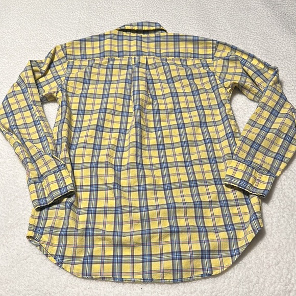 Ralph Lauren Boys L/S Yellow and Blue Checked Button-Up, EUC, Size Medium - Picture 7 of 8